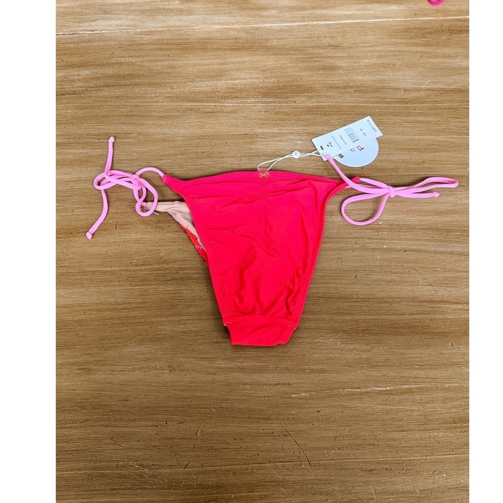 PQ Swim Avalon Stitched Tie Teeny Bikini Bottom Red Pink Orange AVA-650T Small - Picture 6 of 9